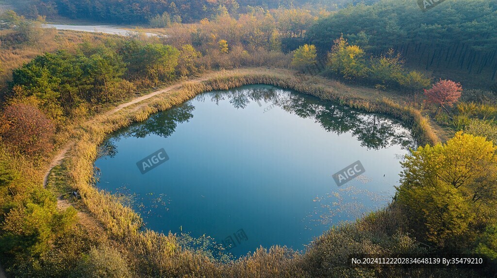 林间蓝色小湖