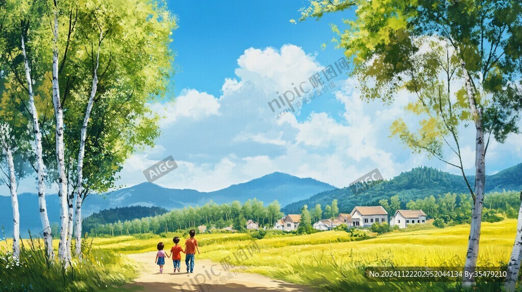 乡村场景插画