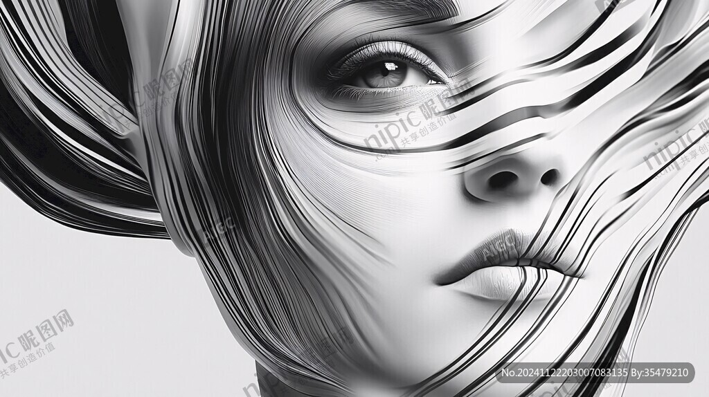 扭曲人像插画