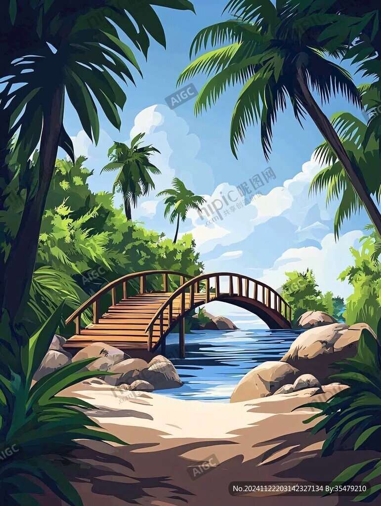 丛林中的石拱桥