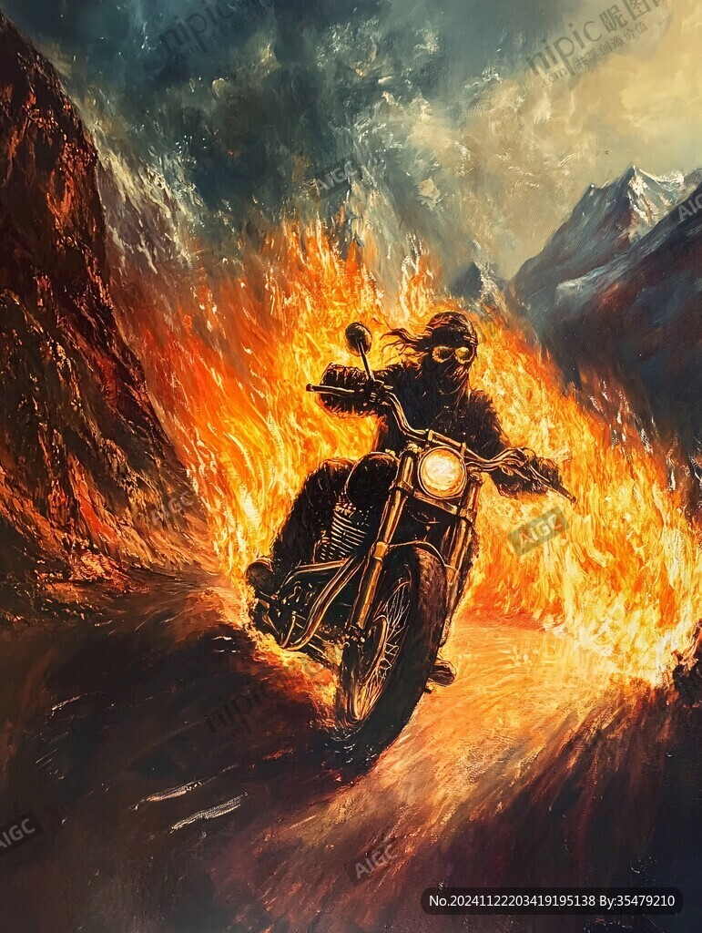 摩托车油画