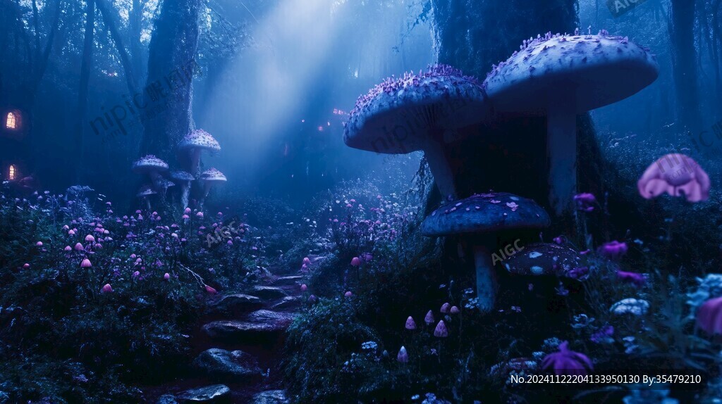 梦幻蘑菇背景