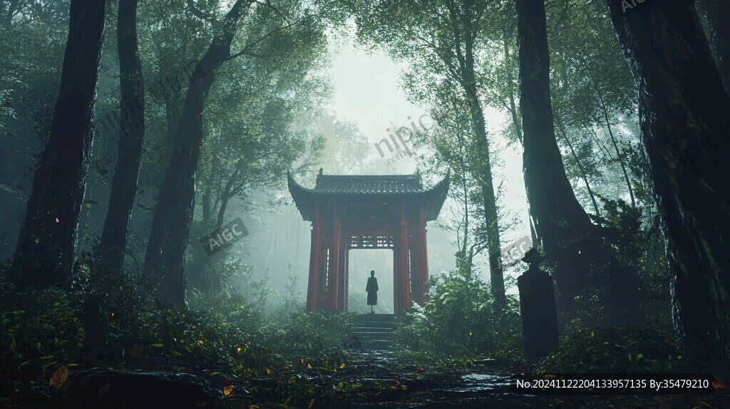 晨雾中的怀思亭