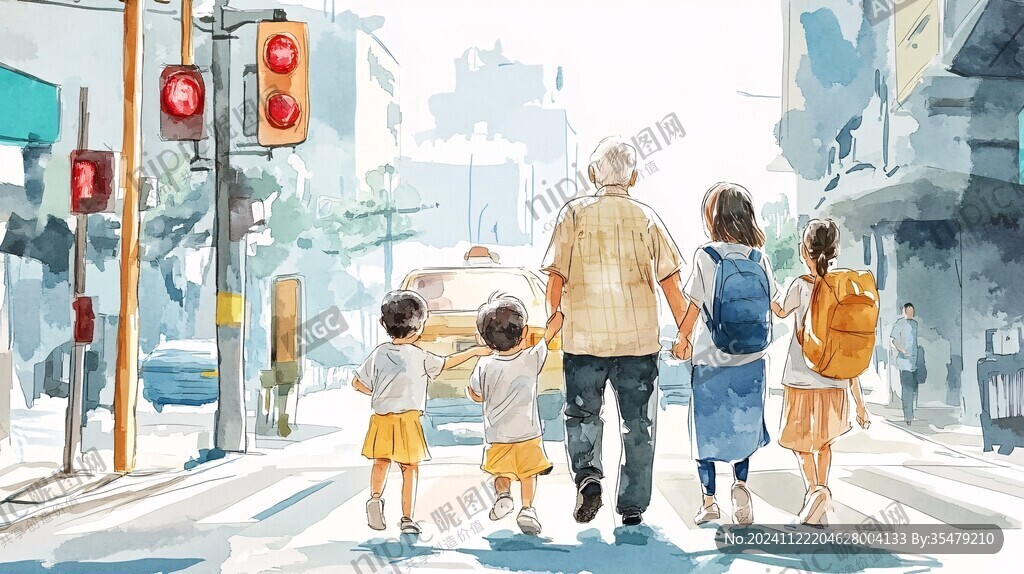 马路散步赏学插画