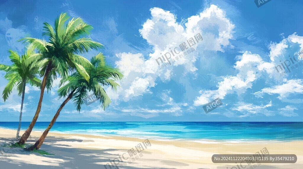 海滩风景画