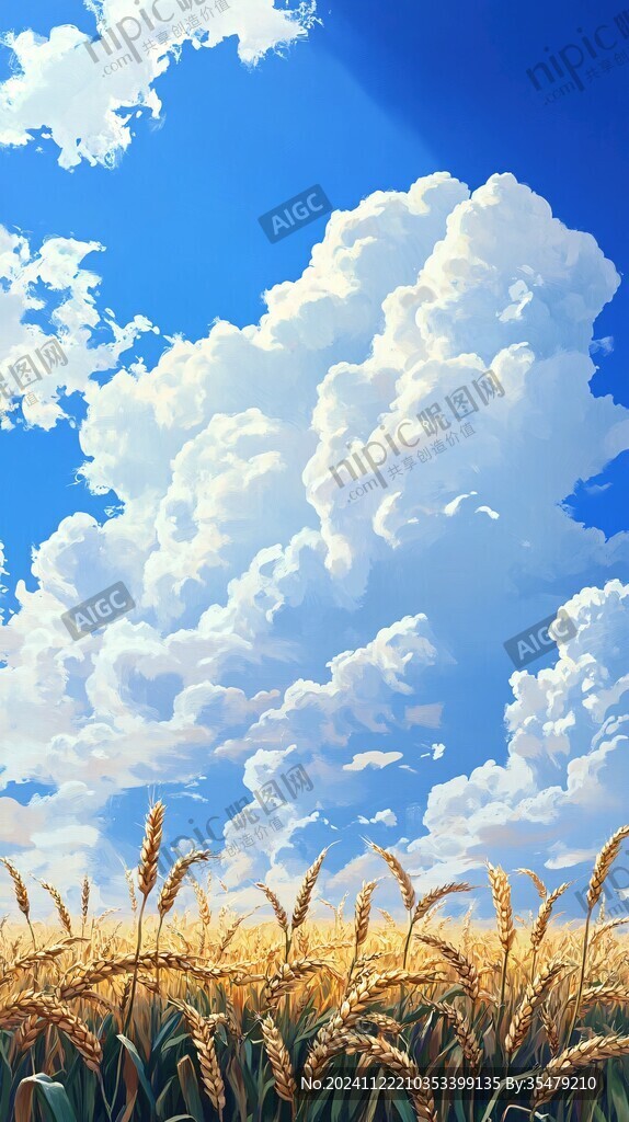 蓝天白云麦穗