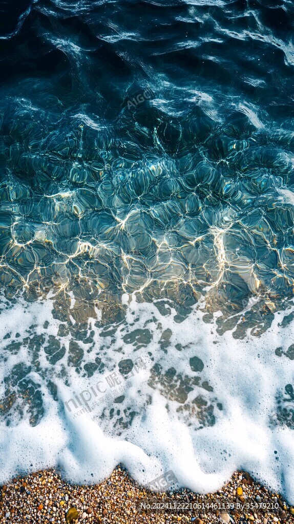 海滩海洋涟漪波浪浪花