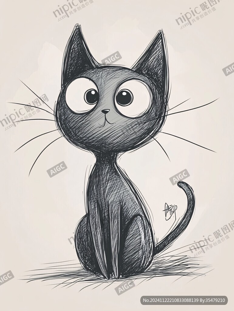小黑猫插画
