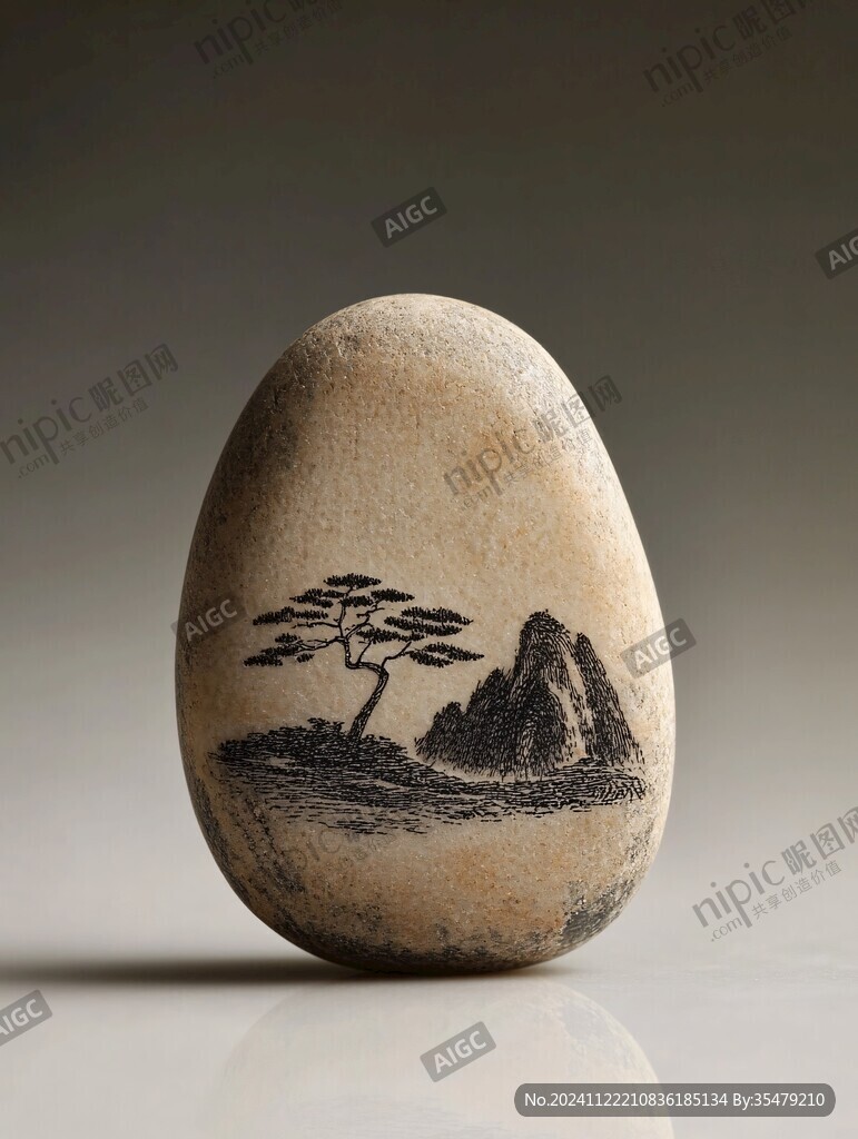 石头画松树