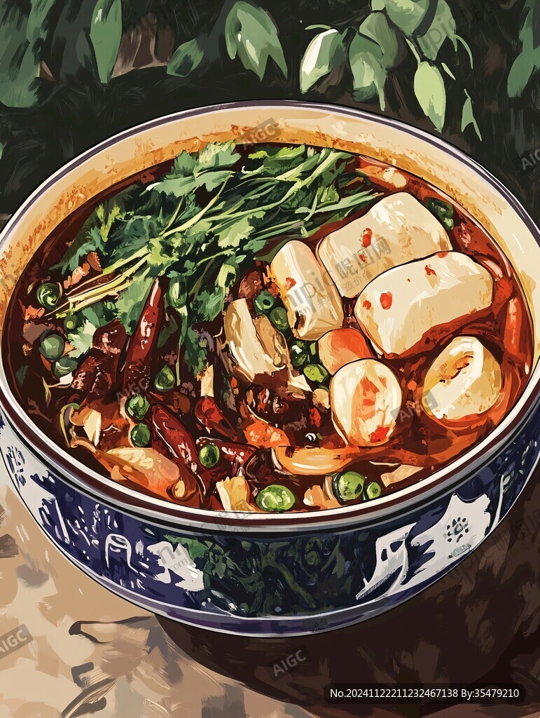 肥肠面插画