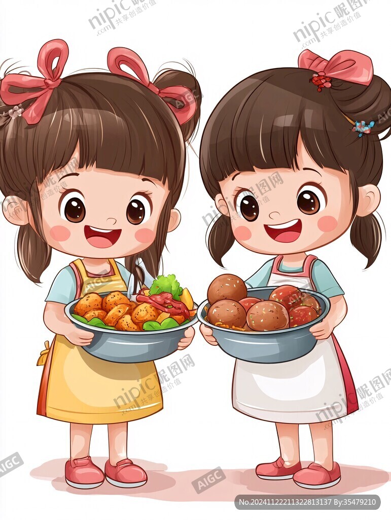农家小女孩板栗插画