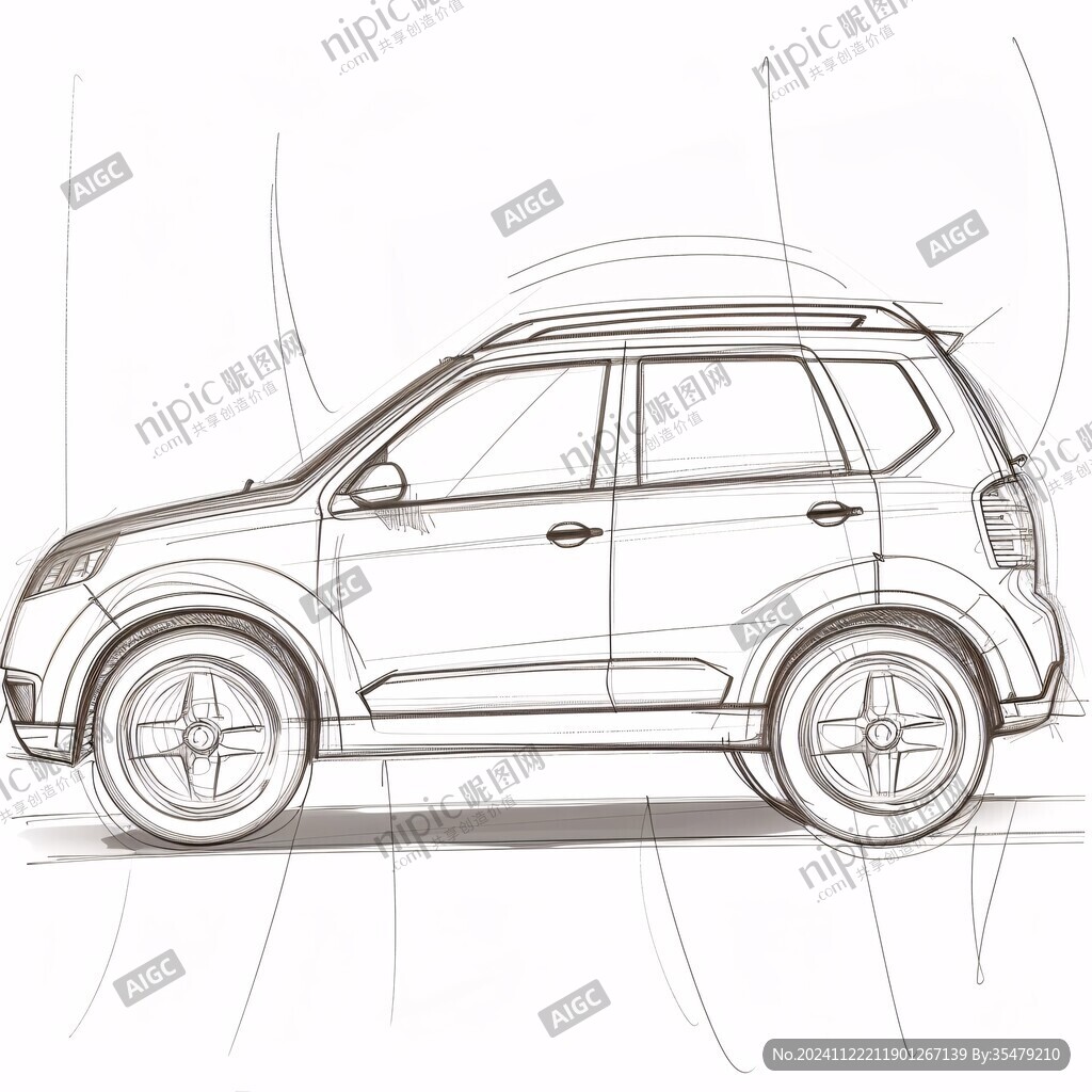 手绘越野车suv