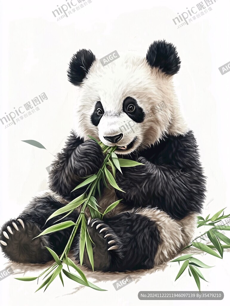 珍稀动物熊猫插画