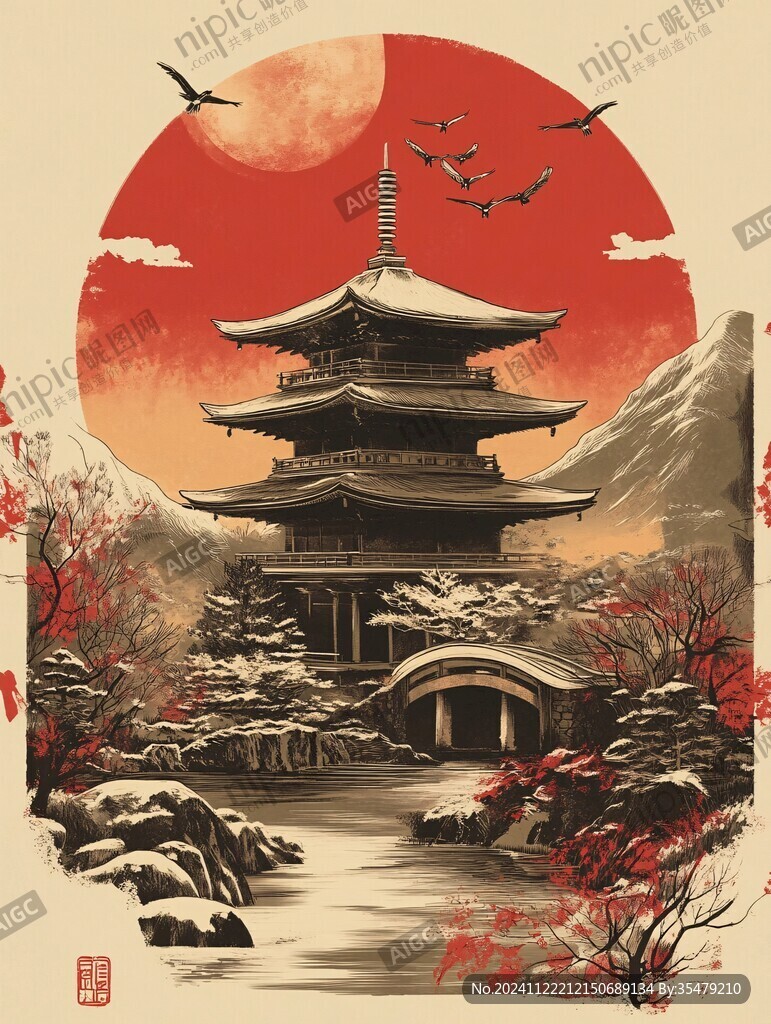 飞英塔插画