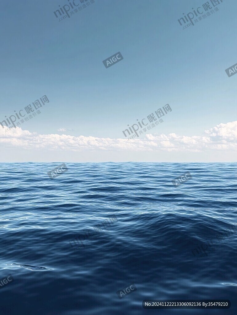 海平面碧海蓝天白云