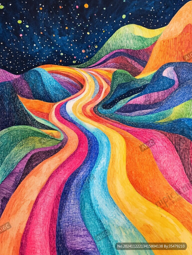 绘画作品彩虹插画