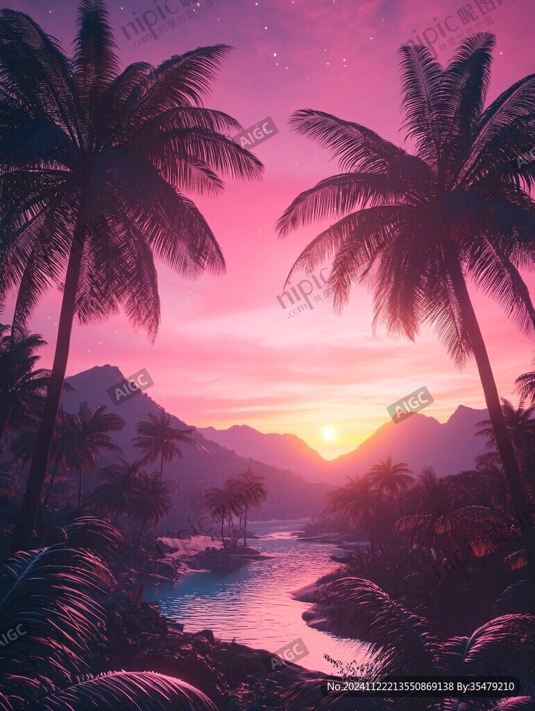 粉色的奇幻风景