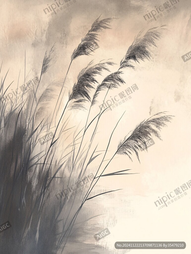 芦花唯美插画
