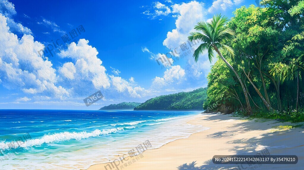 海滩风景画