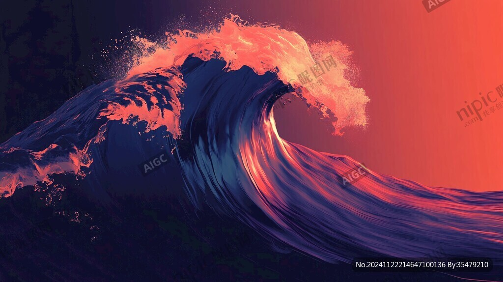 浪花插画