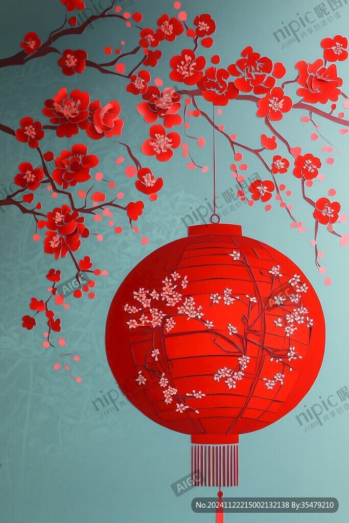 灯笼梅花背景图