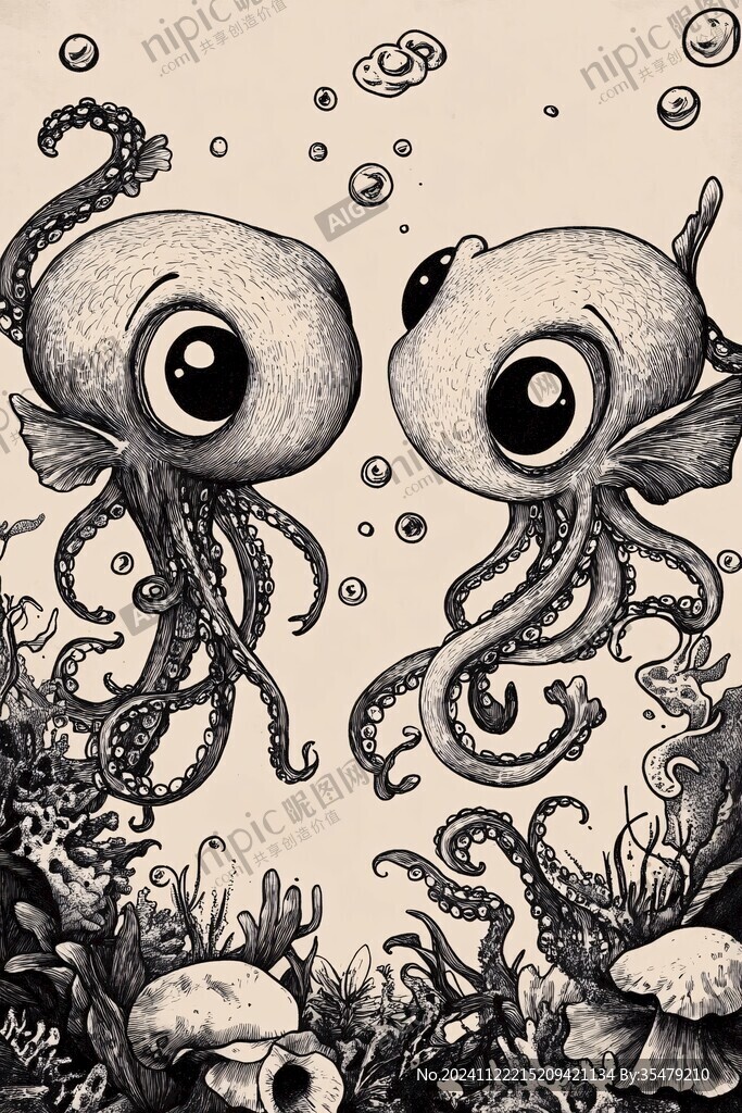 手绘章鱼插画