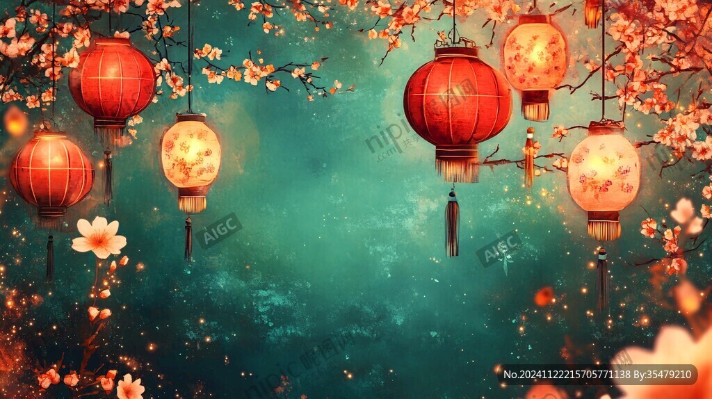 灯笼梅花背景图