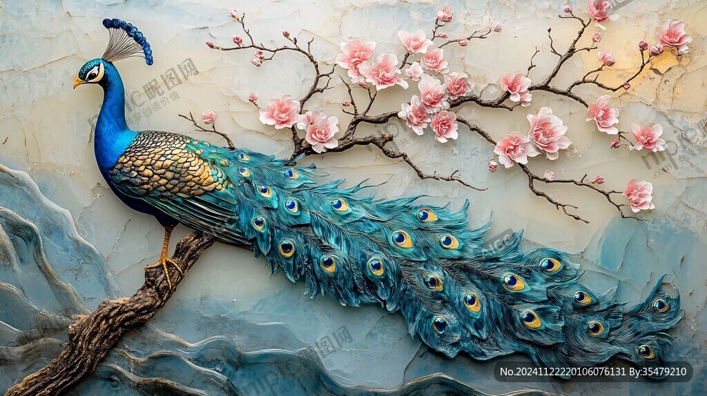 3d立体浮雕花鸟