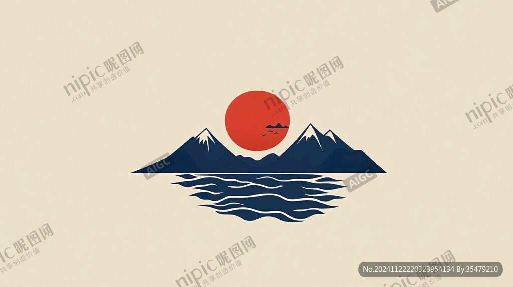 极简山水logo