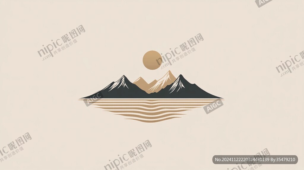 山脉插画logo