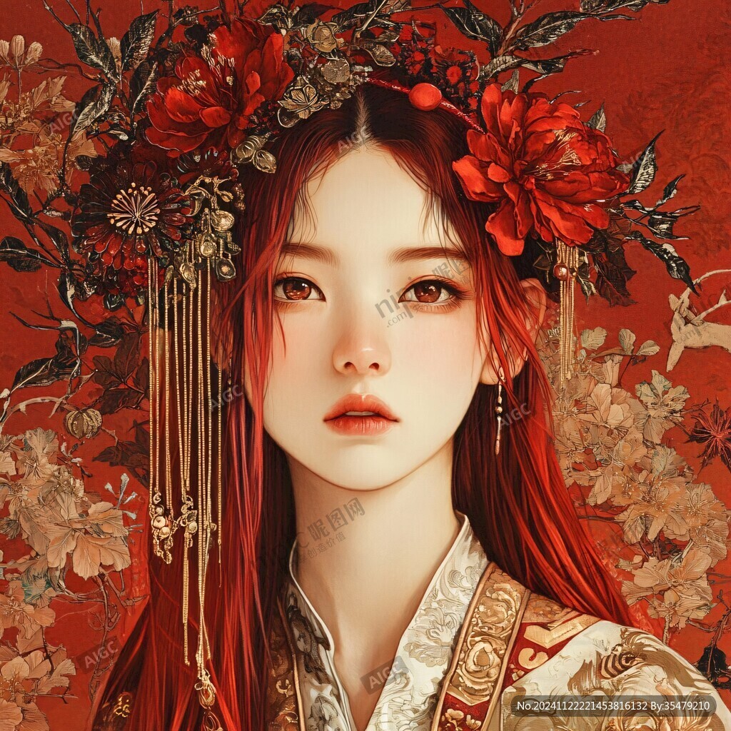 红衣少女设计古风