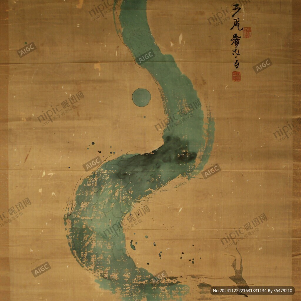 海水江崖纹绸缎行龙