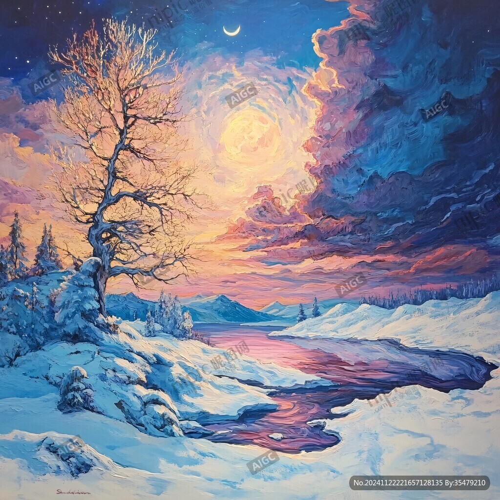 雪景油画
