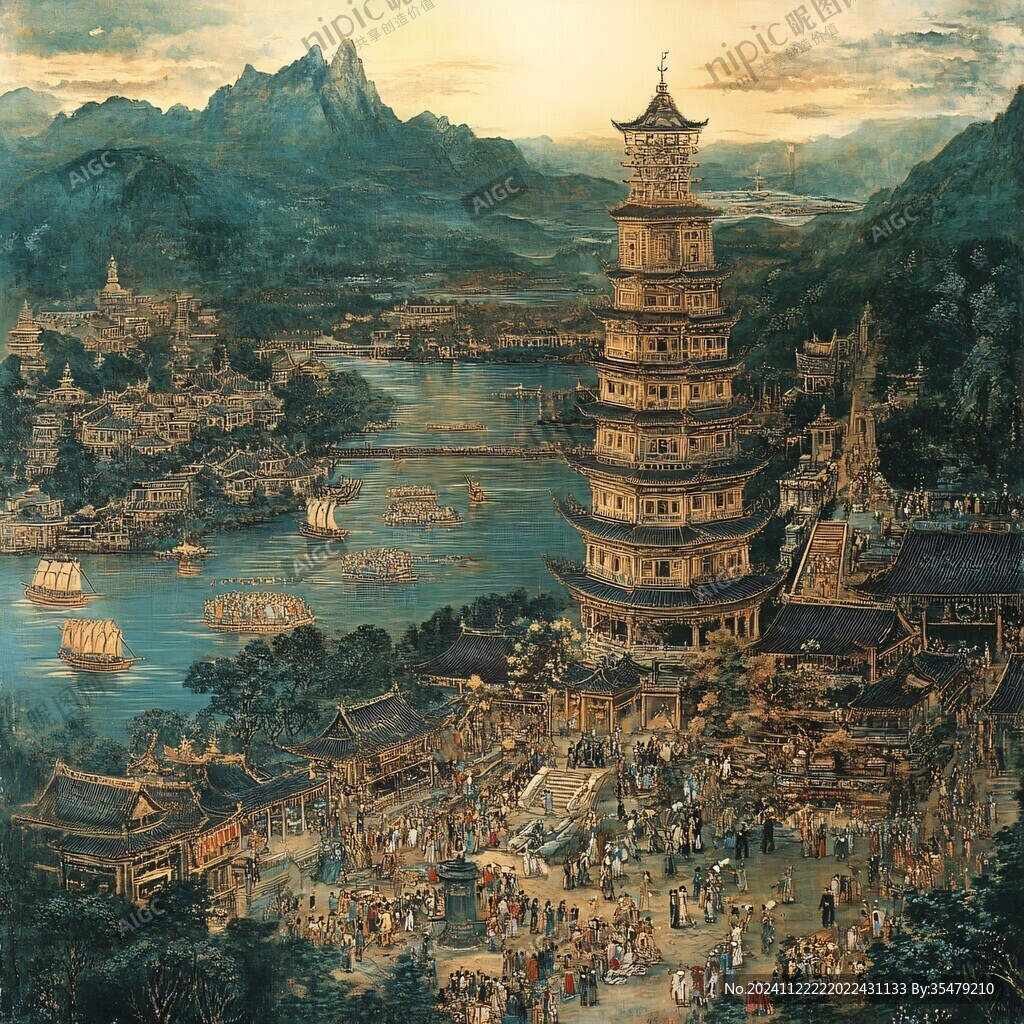魅力天中塔装饰画艺术