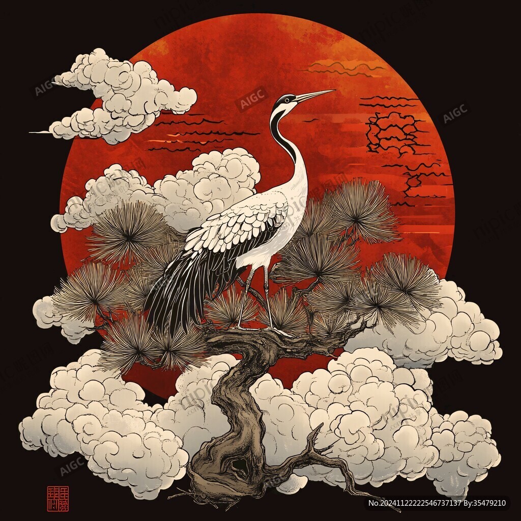 松鹤延年插画