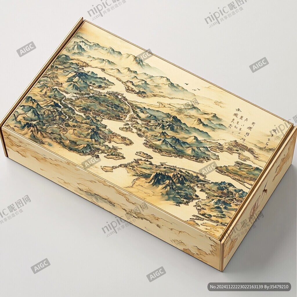 新中式烫金金箔山水
