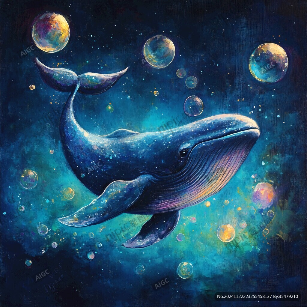 银河星系手绘鲸鱼儿