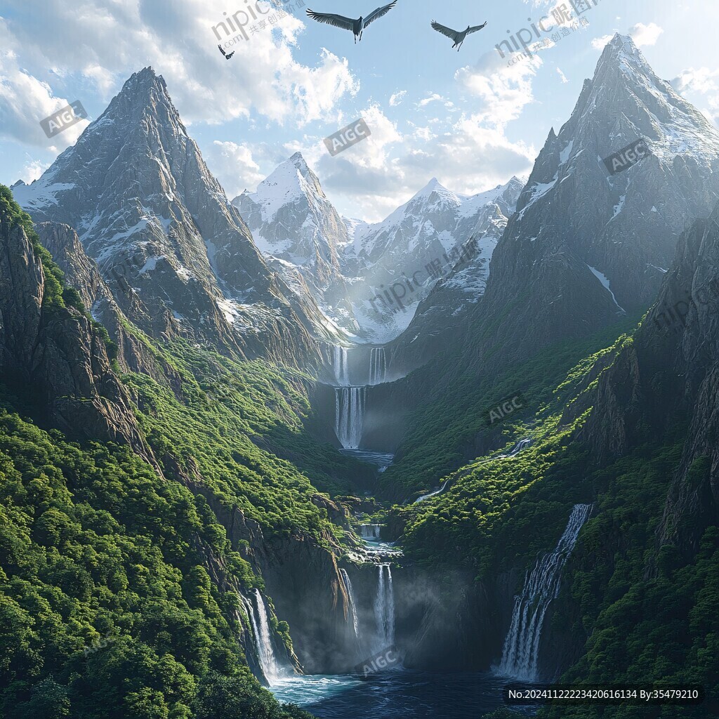 唯美风景山间流水