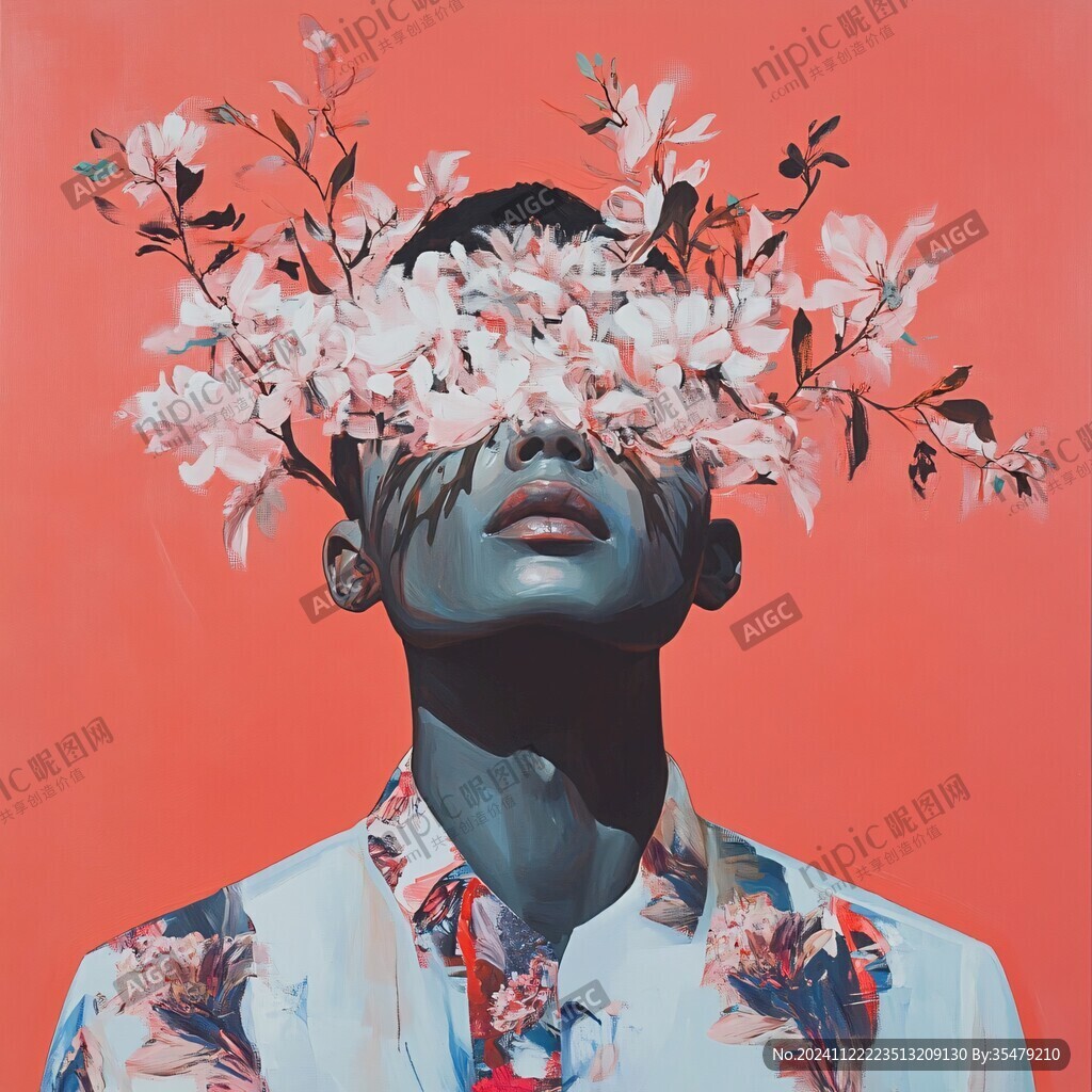 鲜花遮挡脸部