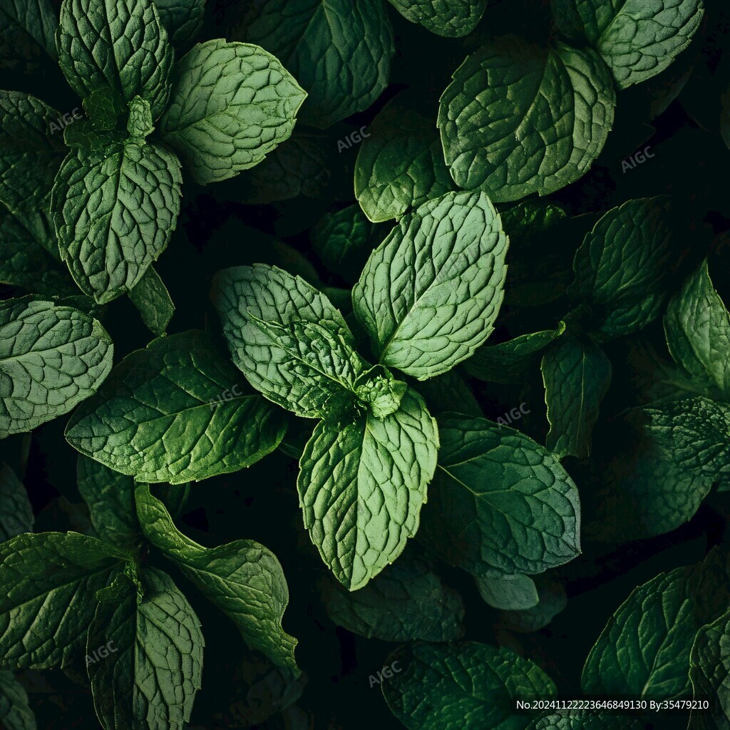 高清手绘薄荷