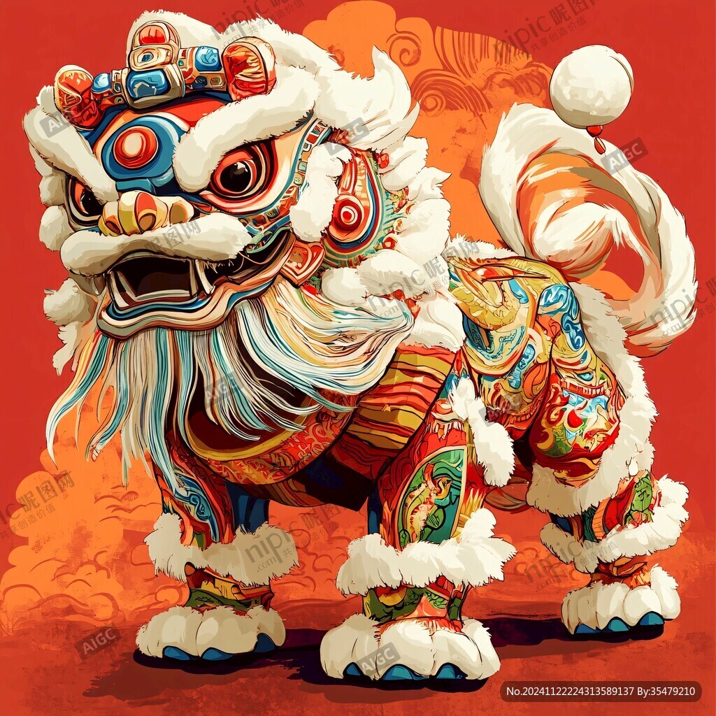 兔年插画醒狮