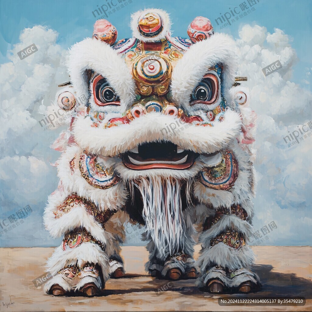 舞狮油画