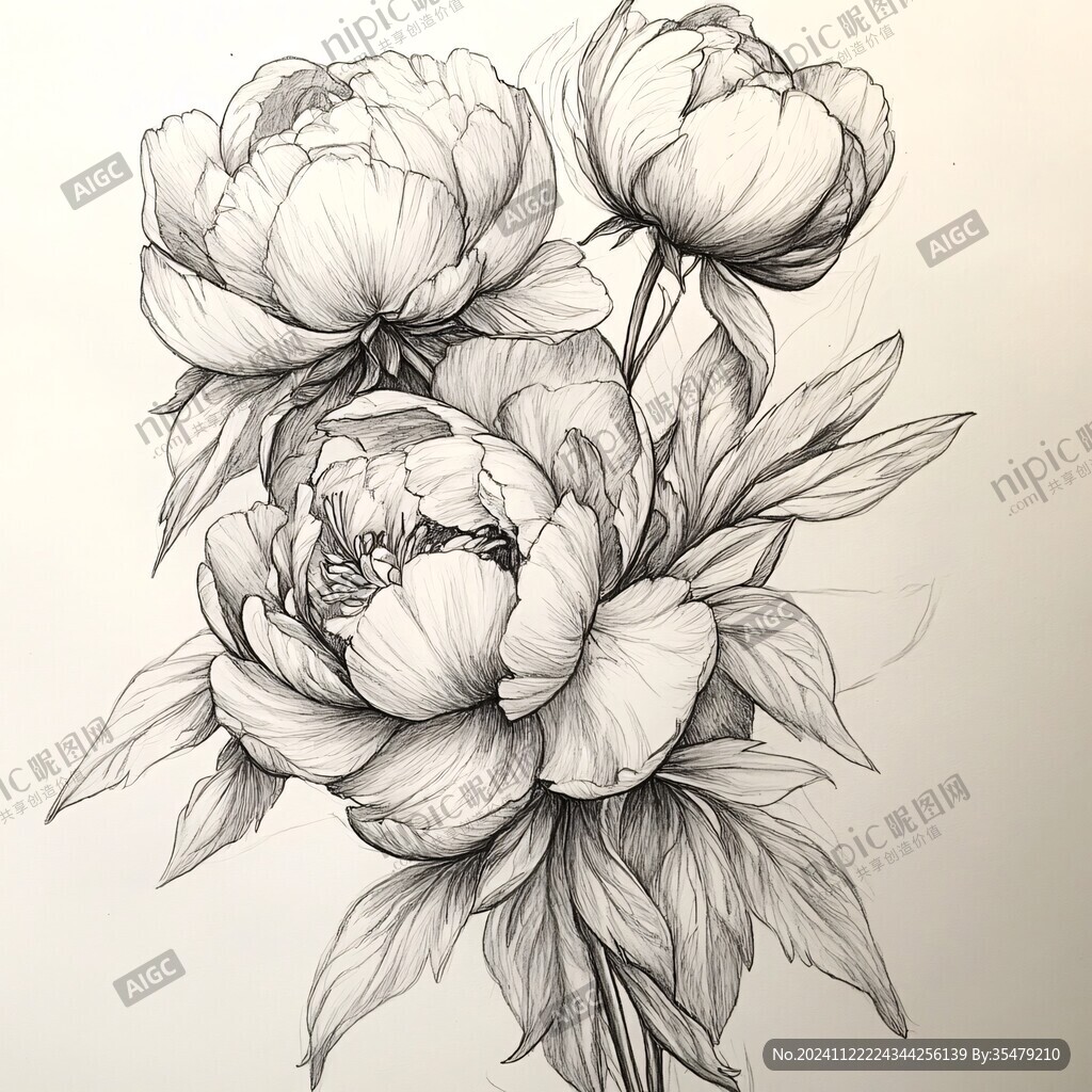 芍药手绘稿