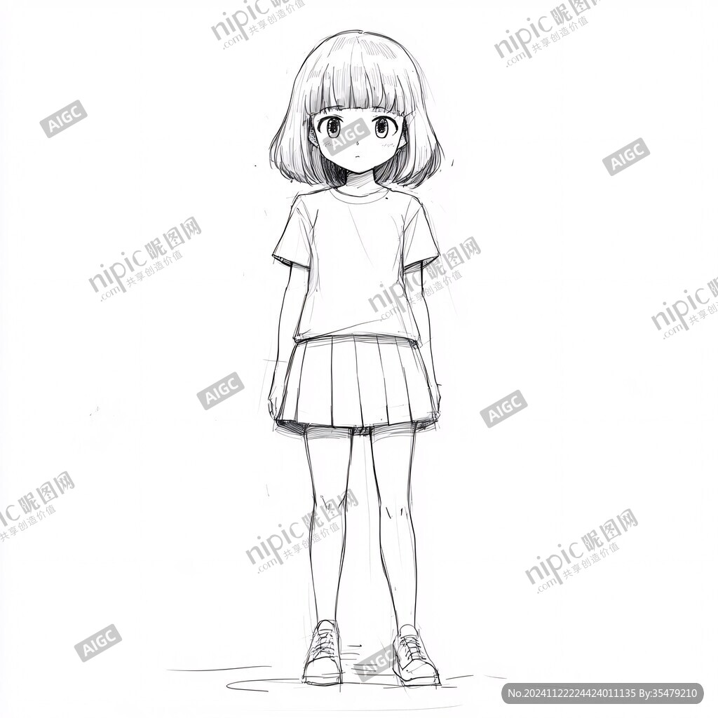 日系女孩线稿