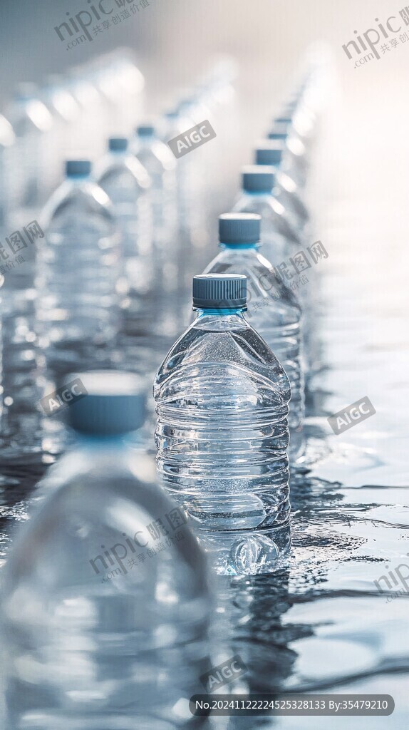 整齐的矿泉水