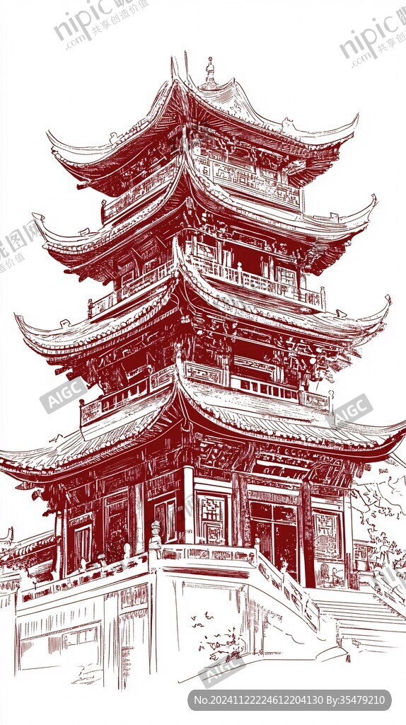 阅江楼线描