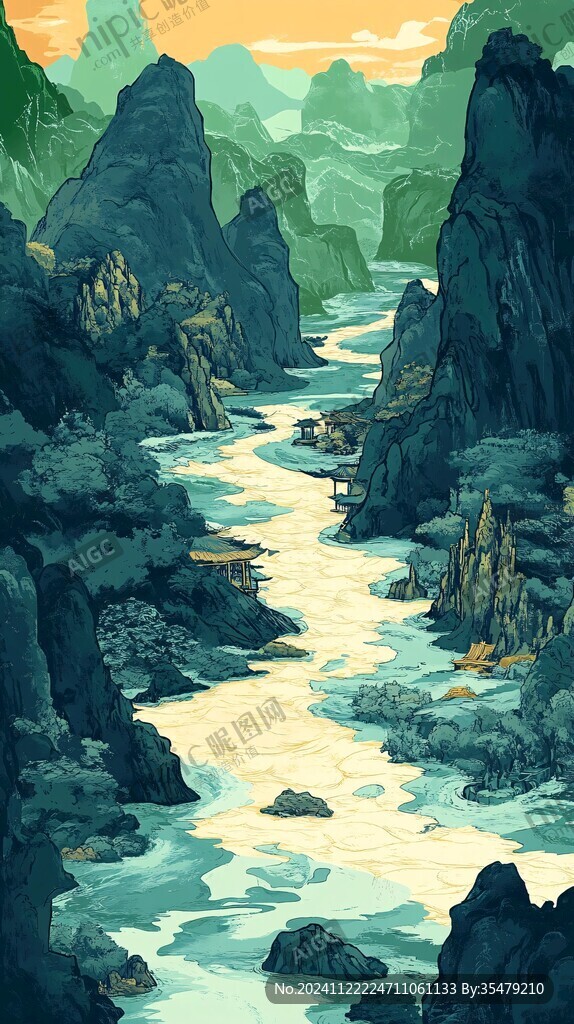 山河插画