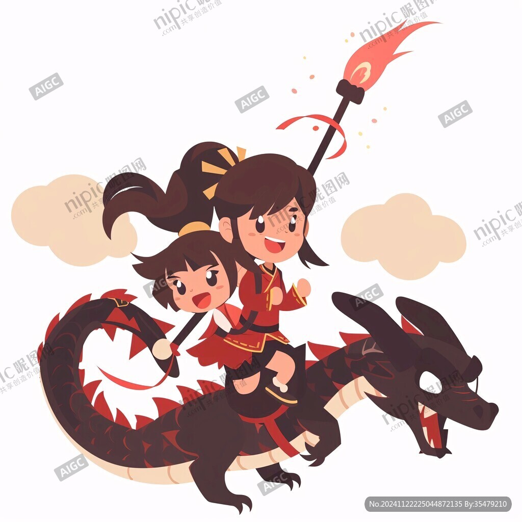 卡通玄凤与女孩
