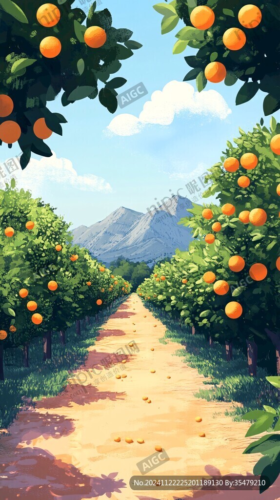 芒果采摘园插画
