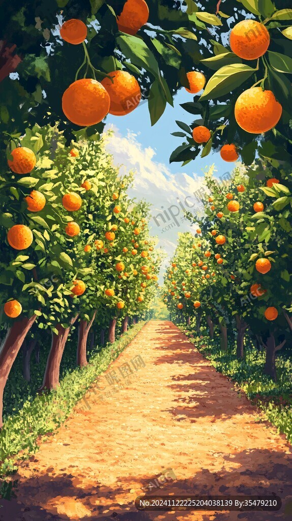 果园插画田园风光